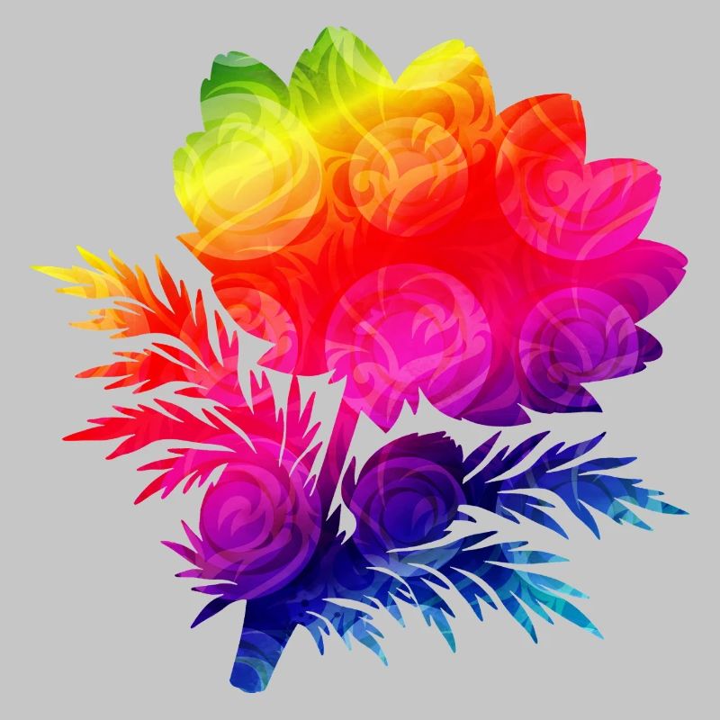 Bunte Blumen Silhouette Regenbogen Design 