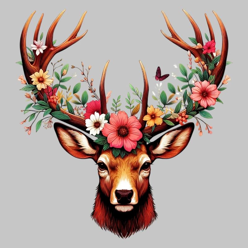 Hirsch mit Blumen