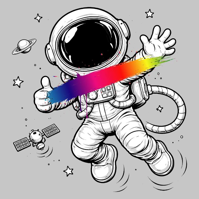 Astronaut Rainbow Splash Space Design
