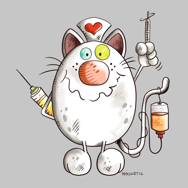 Krankenschwester Katze mit Herz - Comic