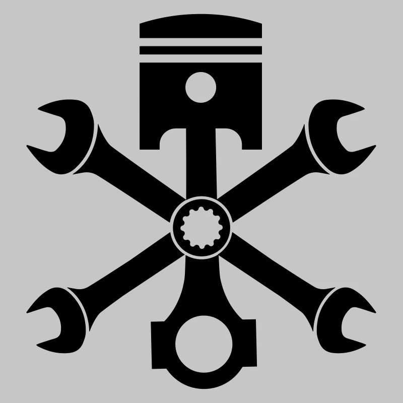 Engine piston screw wrench emblem crossed
