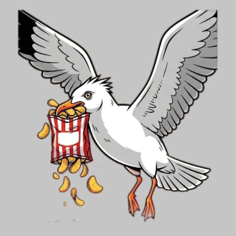 Möwe mit Chips Snack Design