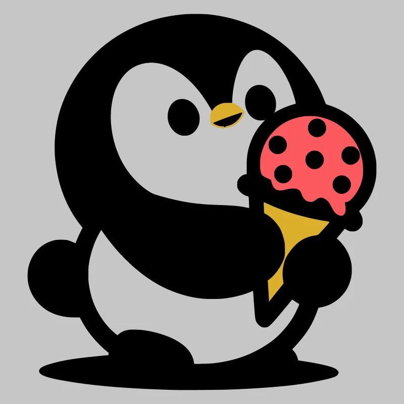 Kleiner Pinguin mit Eis