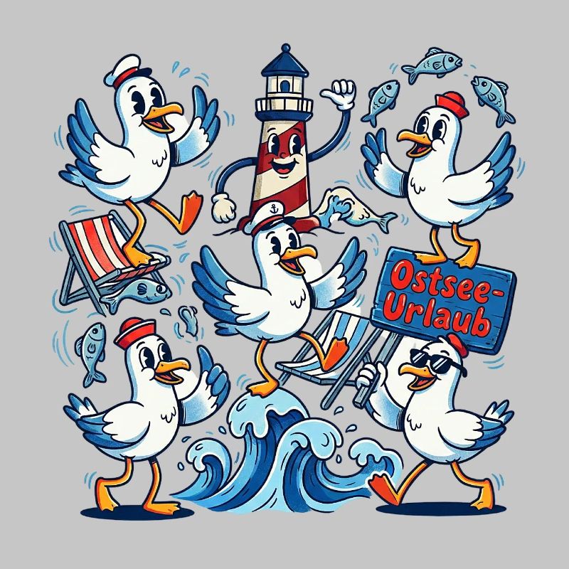 Ostsee Urlaub Möwe Leuchtturm