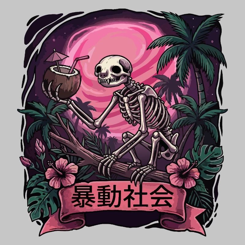 Skeleton Monkey Neon Moon