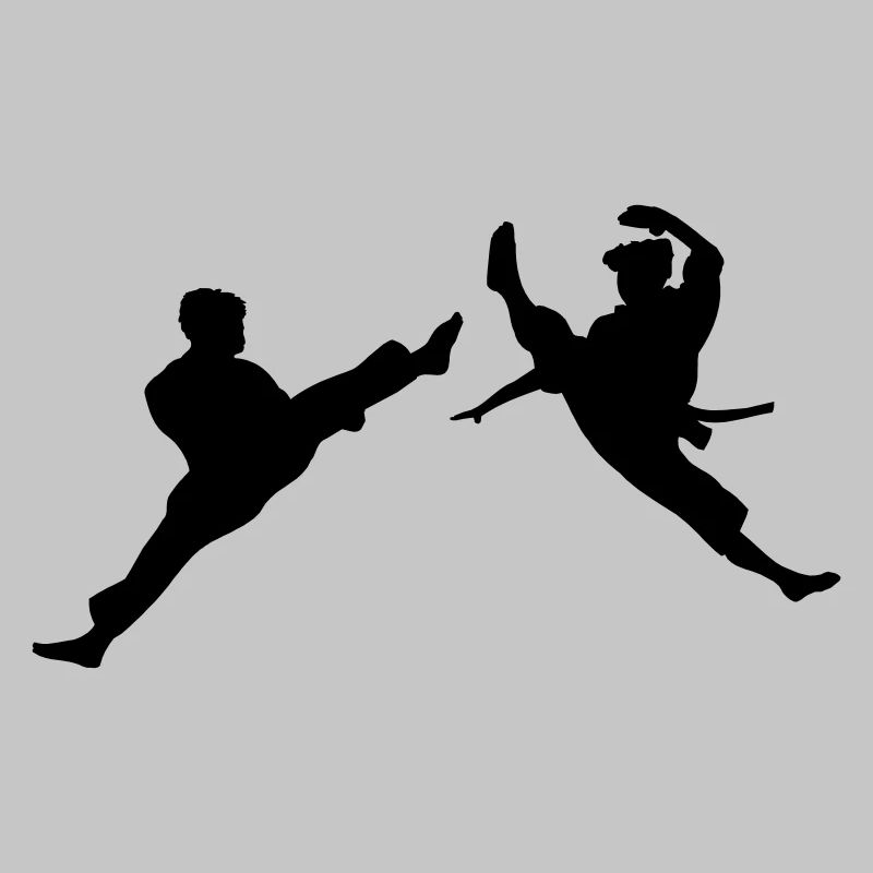 Two flying karate kick or teakwondo kick