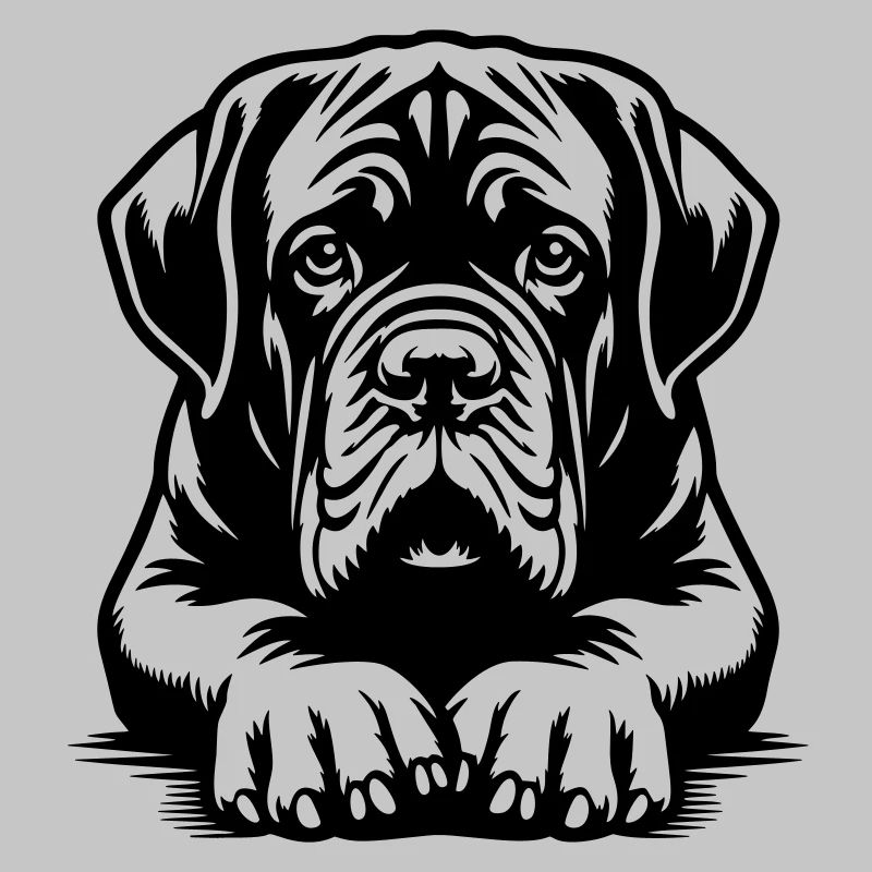 Dogue de Bordeaux head with paws