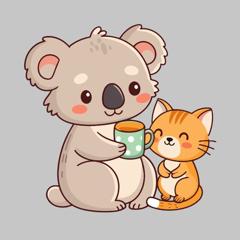 Koala et chat café mignon