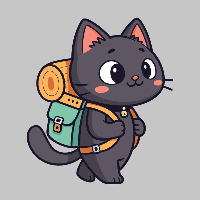 Wanderkatze mit Rucksack