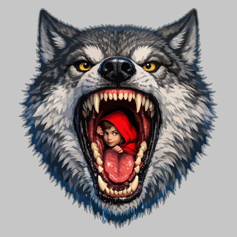 Wolfskopf mit Rotkäppchen