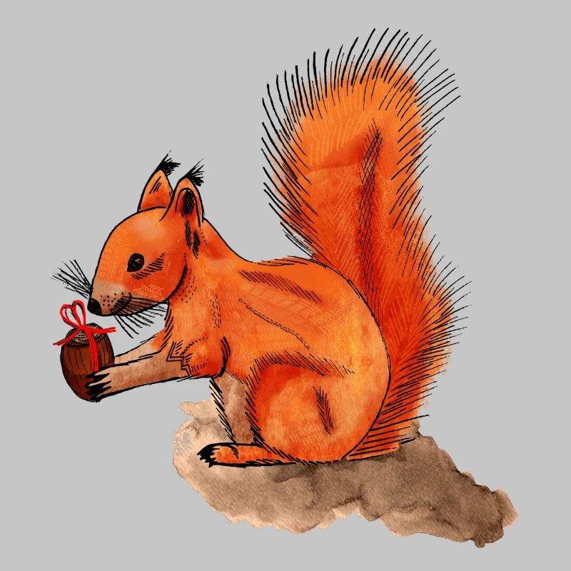 Eichhörnchen mit Geschenk