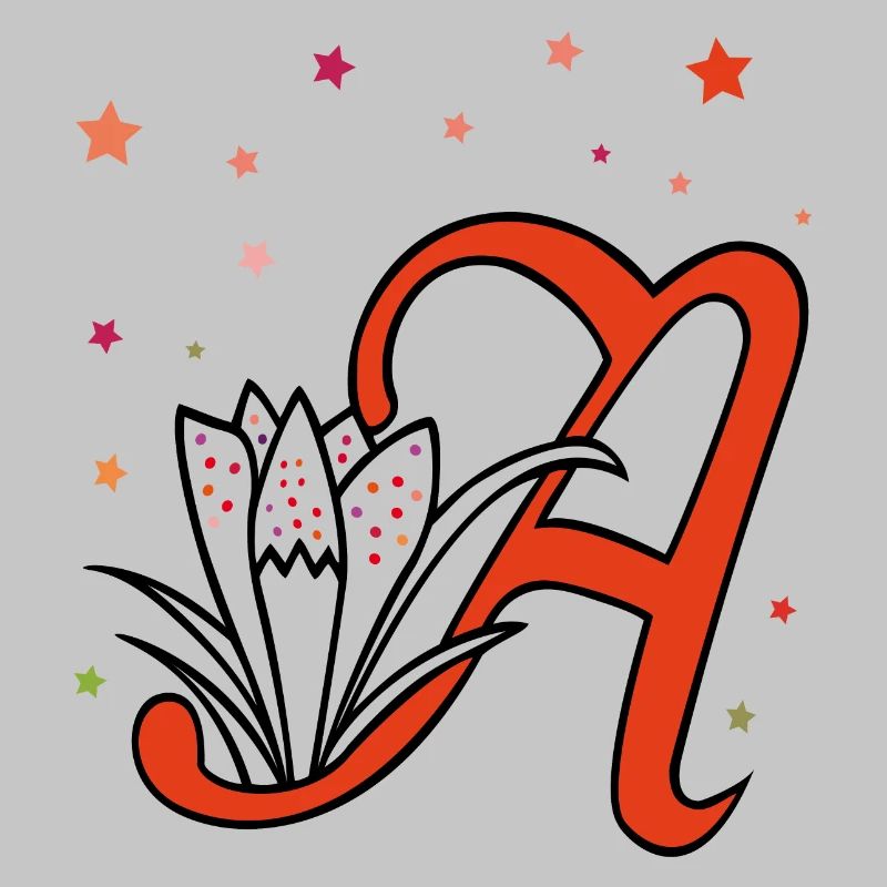 Lettre, initiale, fleur