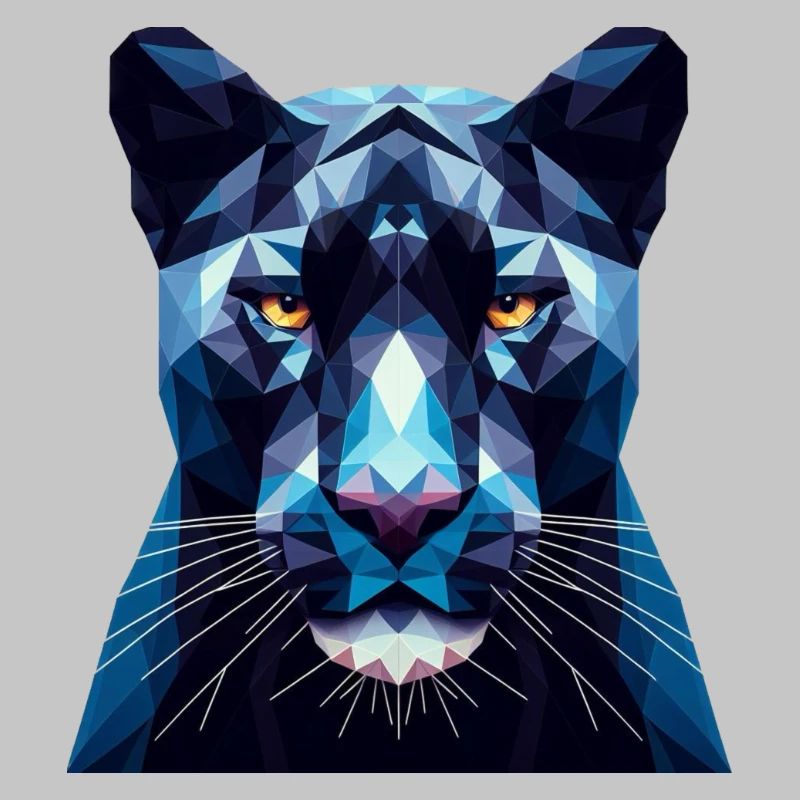 Ein blauer Panther im Polygon-Stil