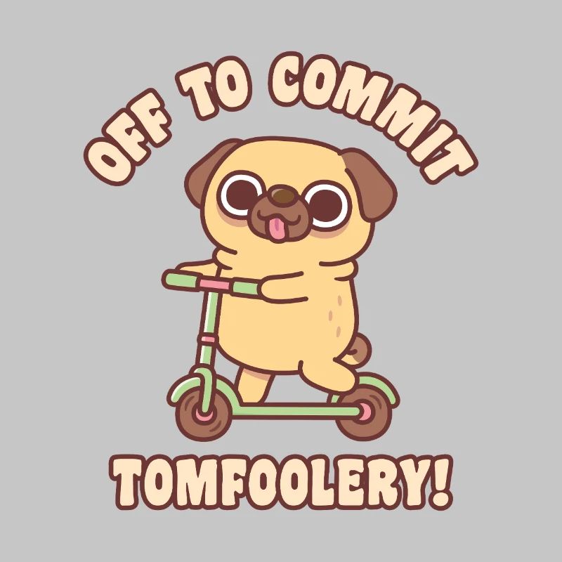 Cute Pug On Kick Scooter Off To Commit Tomfoolery