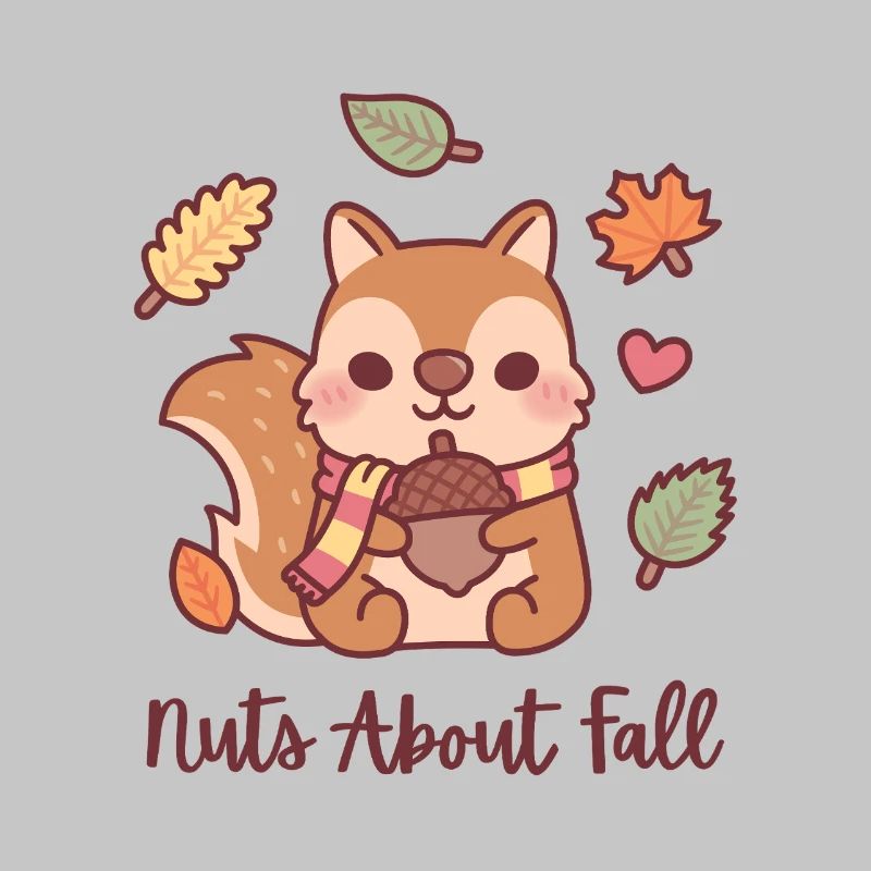 Süßes Eichhörnchen mit Eichelnüssen über den Herbst lustig