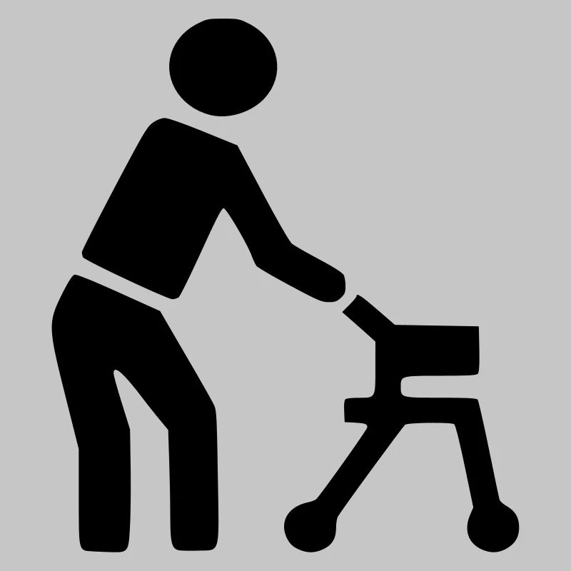 Behinderte Person hinter Rollator #
