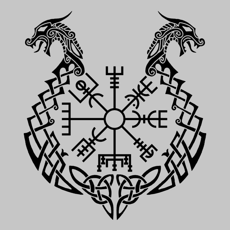 Schwarzer Drache und Wikingerkompass