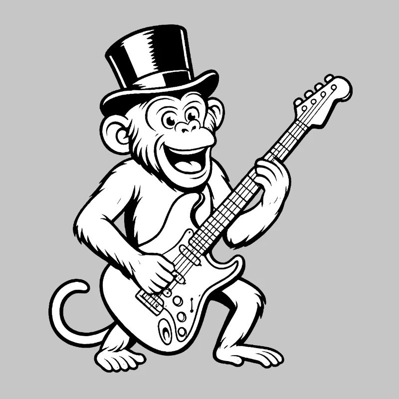Cool Affe mit E-Gitarre im Retro Stil