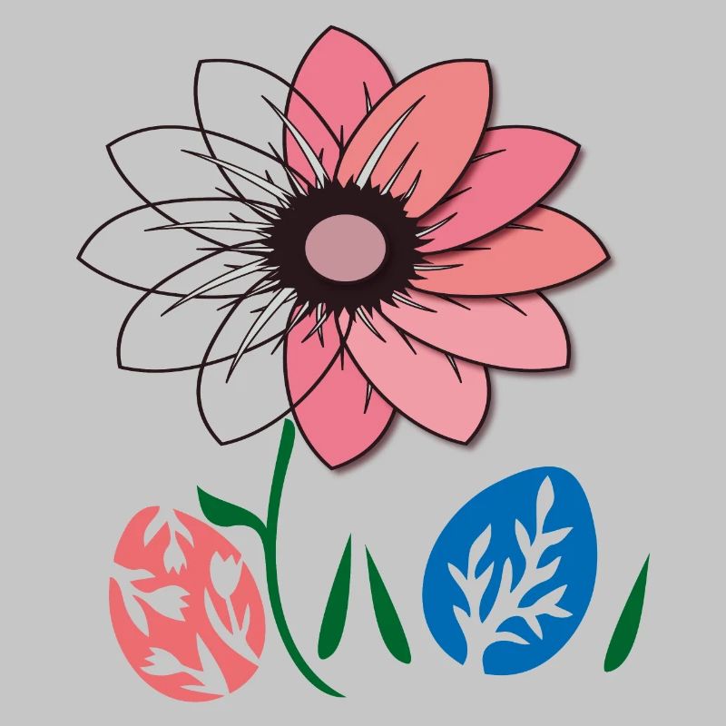 Flower with Easter eggs, Happy Easter