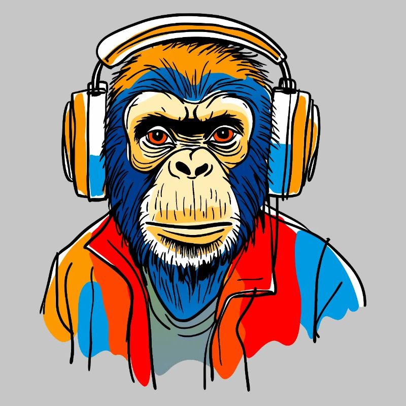 Monkey with headphones
