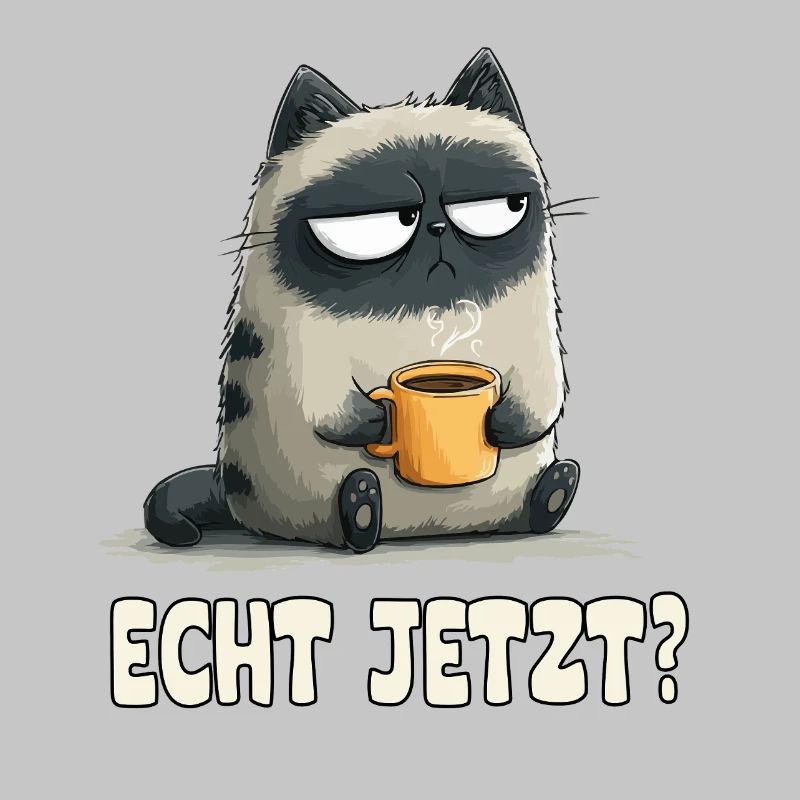 Grummelkatze mit Kaffee