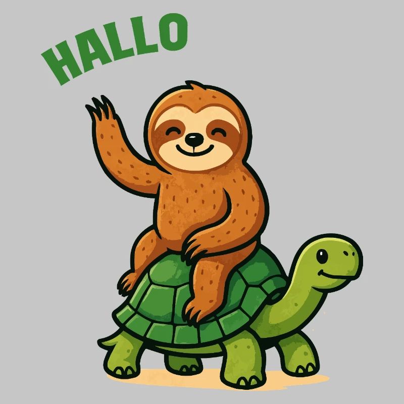 Hello sloth on turtle