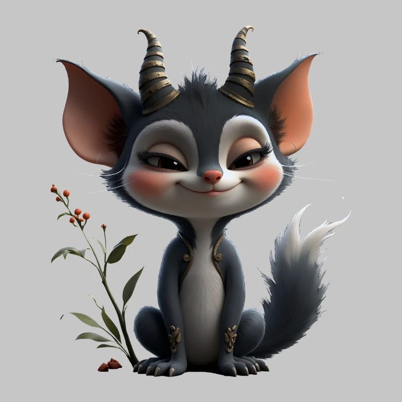 Waldgoblin-Katze mit Hörnern