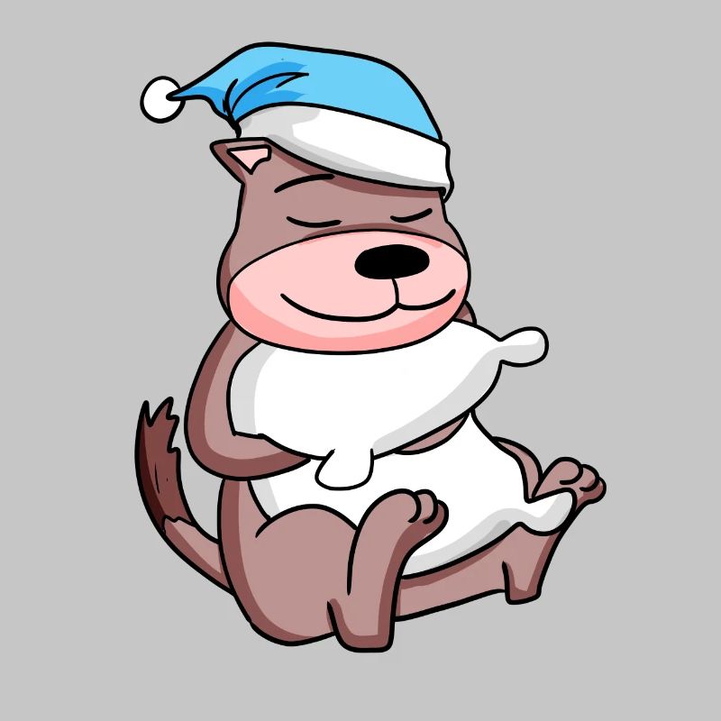 Weasel with pillow and sleeping cap