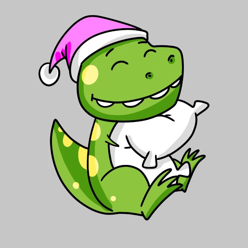 Dinosaur with pillow and sleeping cap
