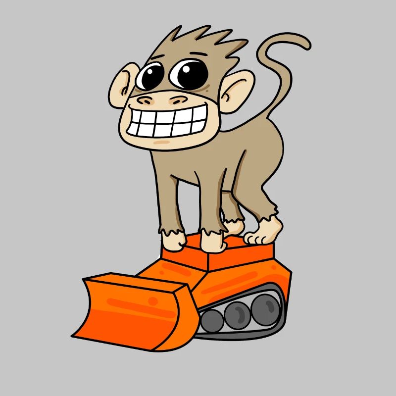 Affe Bagger Baggerfahrer Motiv