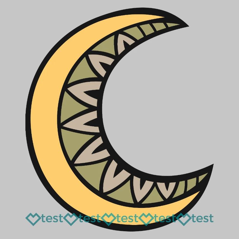 Moon pattern with geometric leaf décor motif
