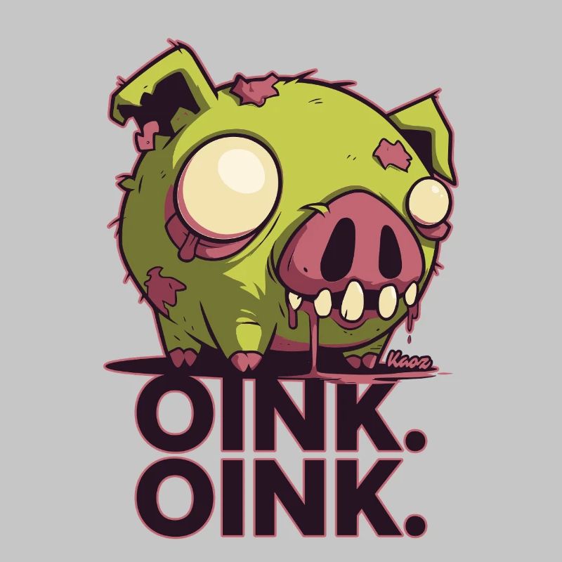 Conception de dessin animé de cochon zombie effrayant