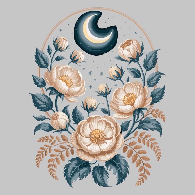Moon and floral patterns for nighttime elegance