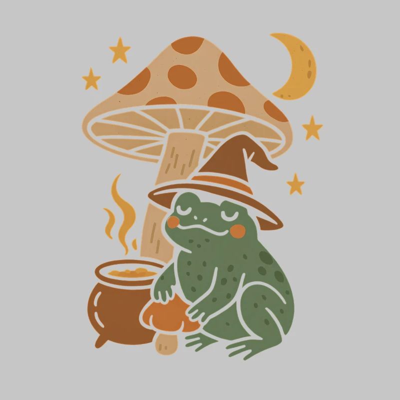 Fairytale magic toad with mushroom &amp; moon