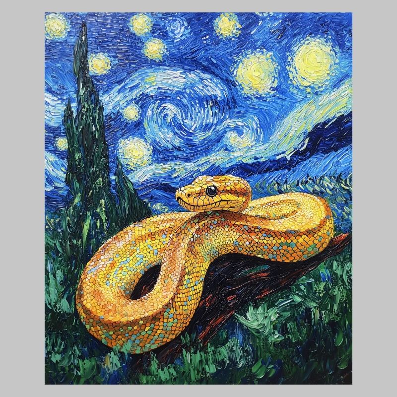 Snake Python Van Gogh Style Starry Night