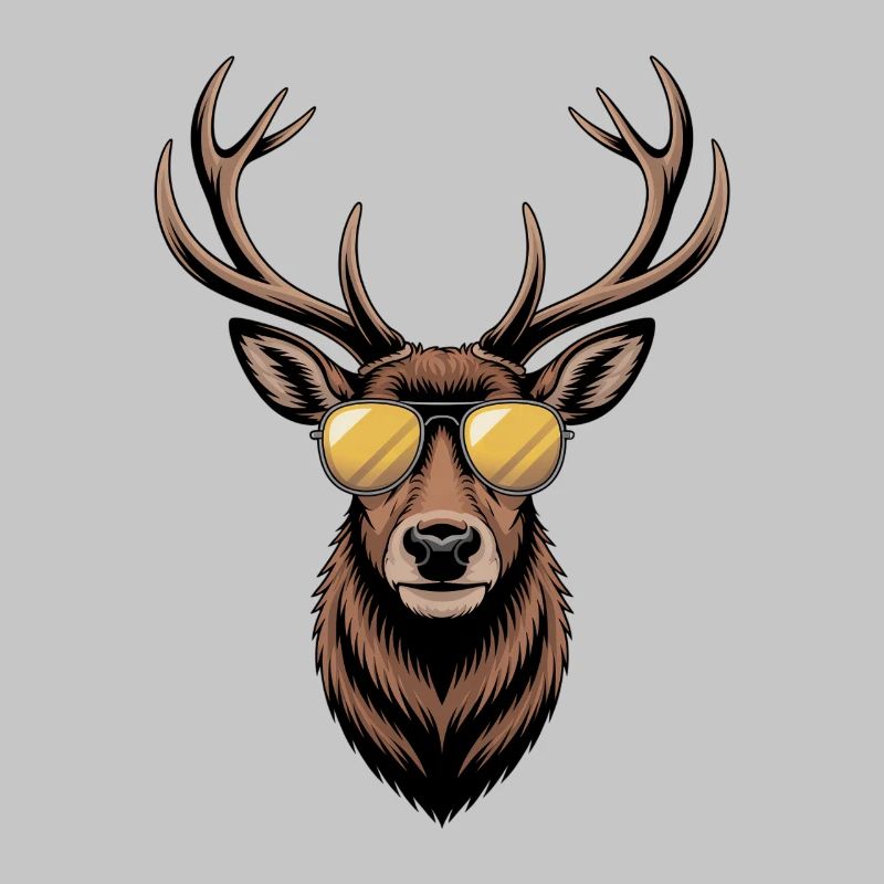 Hirsch mit Geweih und Sonnenbrille