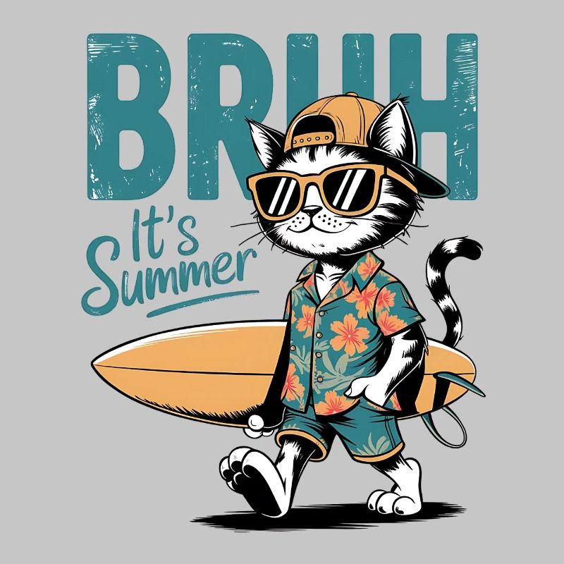 Surfer Katze mit Surfbrett