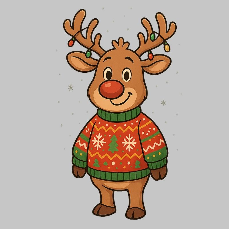 Winterhirsch im Weihnachtspullover