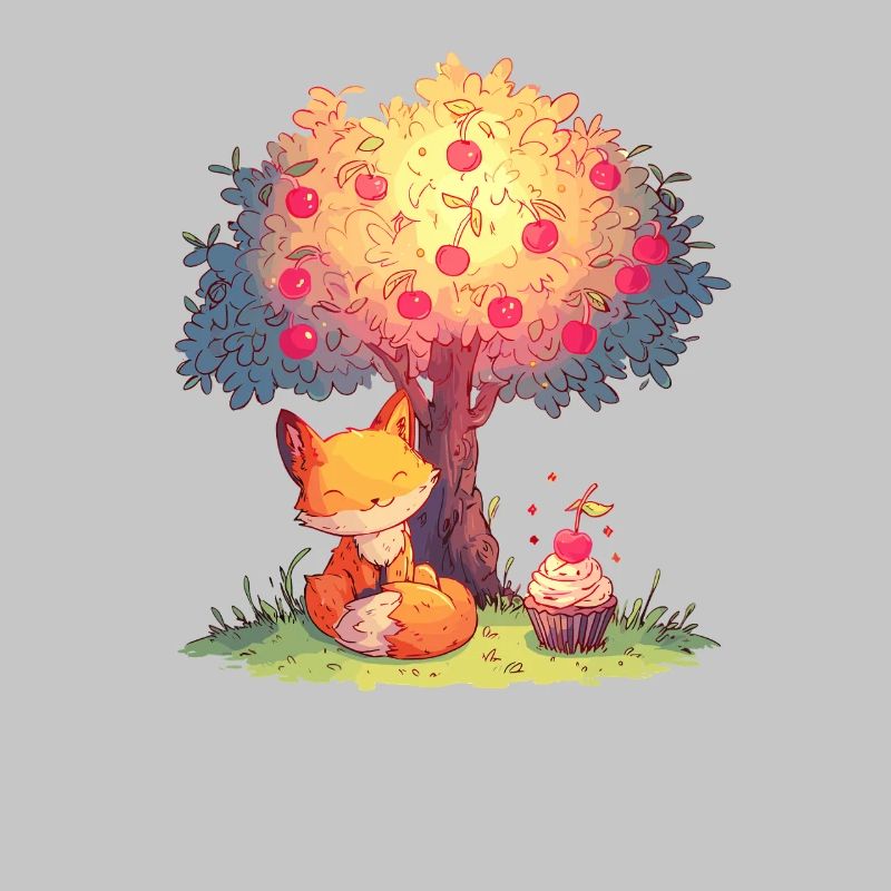 Fuchs am Apfelbaum mit Cupcake
