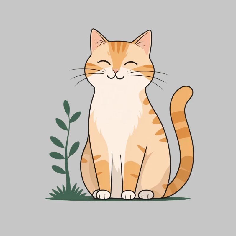 Chat Orange Joyeux en Vert
