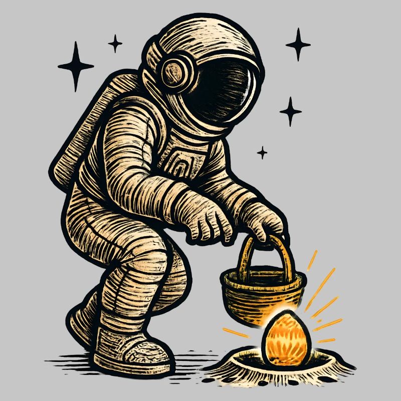 Astronaut collects easter egg