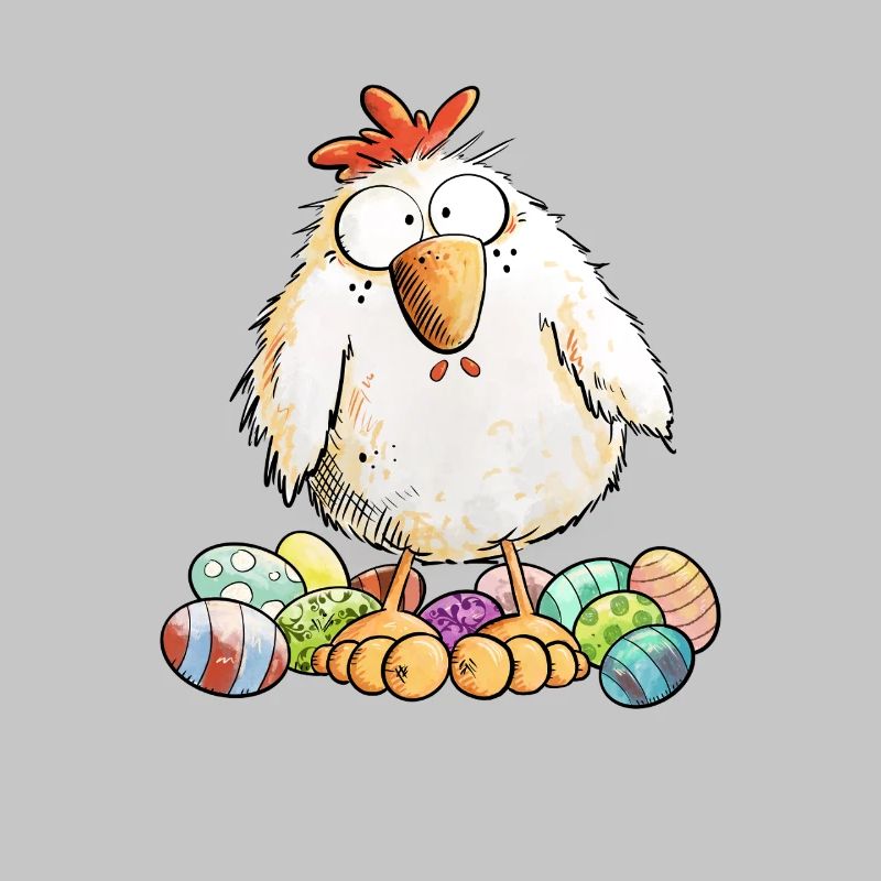 Easter Chicken with Easter Eggs Easter Motif Chickens Fan