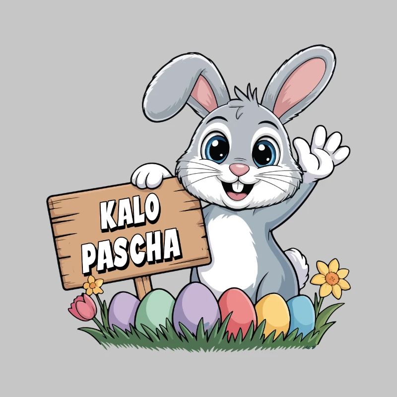 Kalo Pascha Easter Rabbit Greek Easter