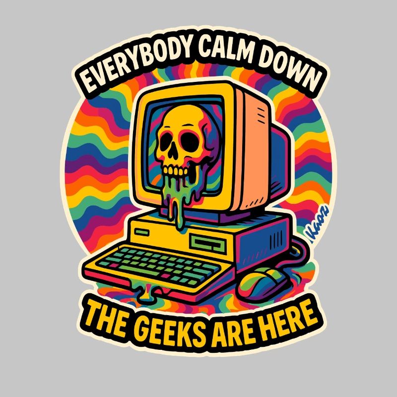 Geeks sind hier Retro Skull Computer