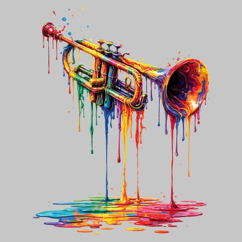 Trompette avec de la peinture qui goutte