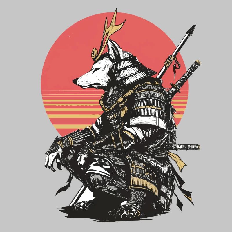 Wolf Samurai in Sunset Armor