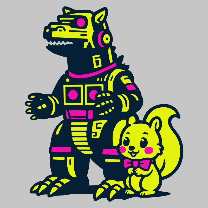 Mecha Drache mit Eichhörnchen