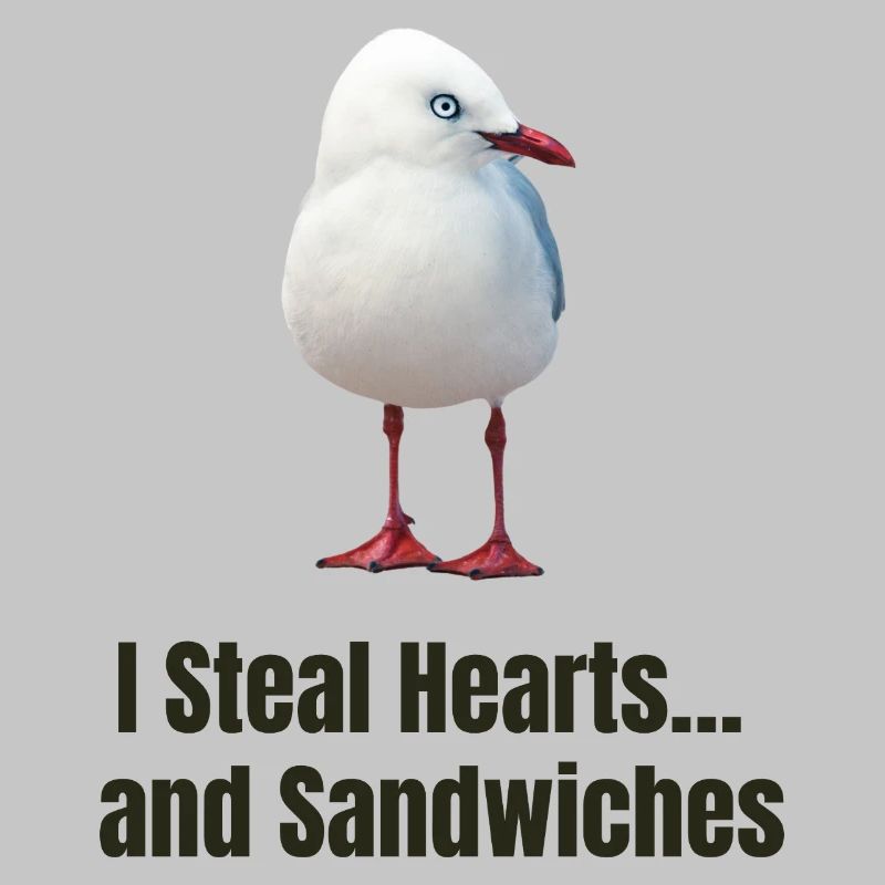 Whimsical Seagull with Heartwarming Message