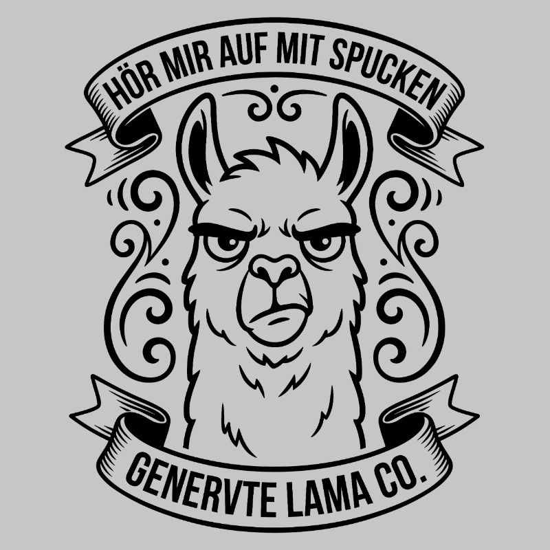 Genervtes Lama mit Spruch
