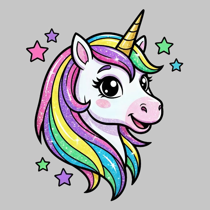 Regenbogen Einhorn Glitzerkopf